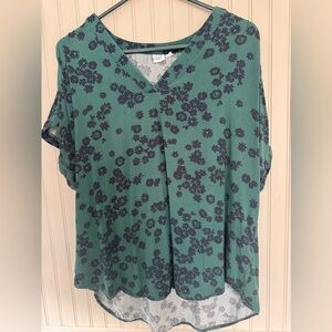 GAP Dark Green Floral Print Blouse